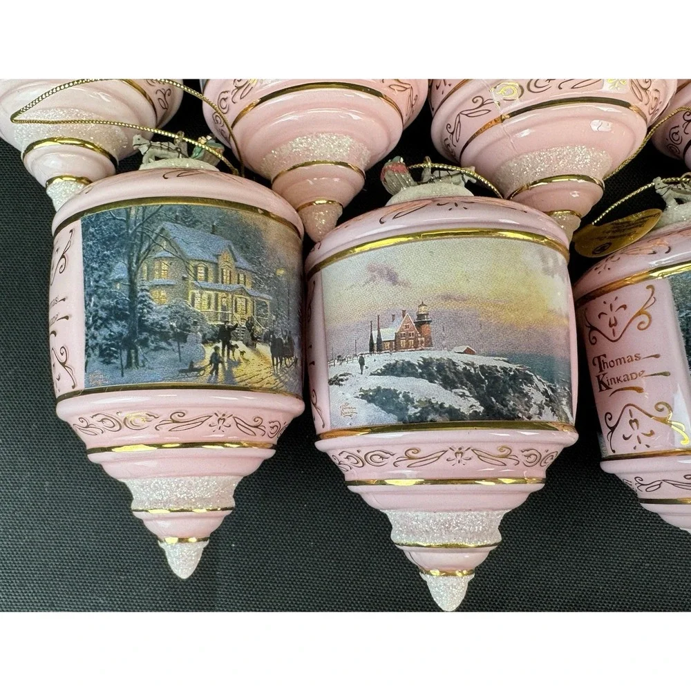 Thomas Kinkade Christmas Heirloom Glass Ornaments - Collection of 11 New W/ Tags